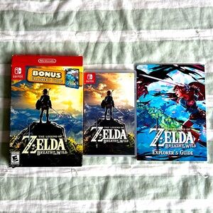 Nintendo game Zelda Breath of the Wild with bonus explorer guide
